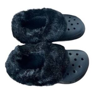 Crocs Classic Black Mammoth Fur Lined Clogs Size 11
